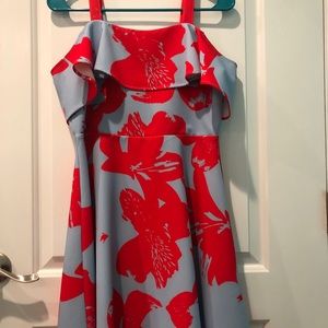 Teen off the shoulder baby blue dress with flowers